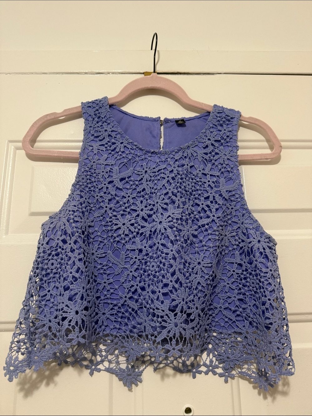 Lace Cropped Tank Top - Lilac